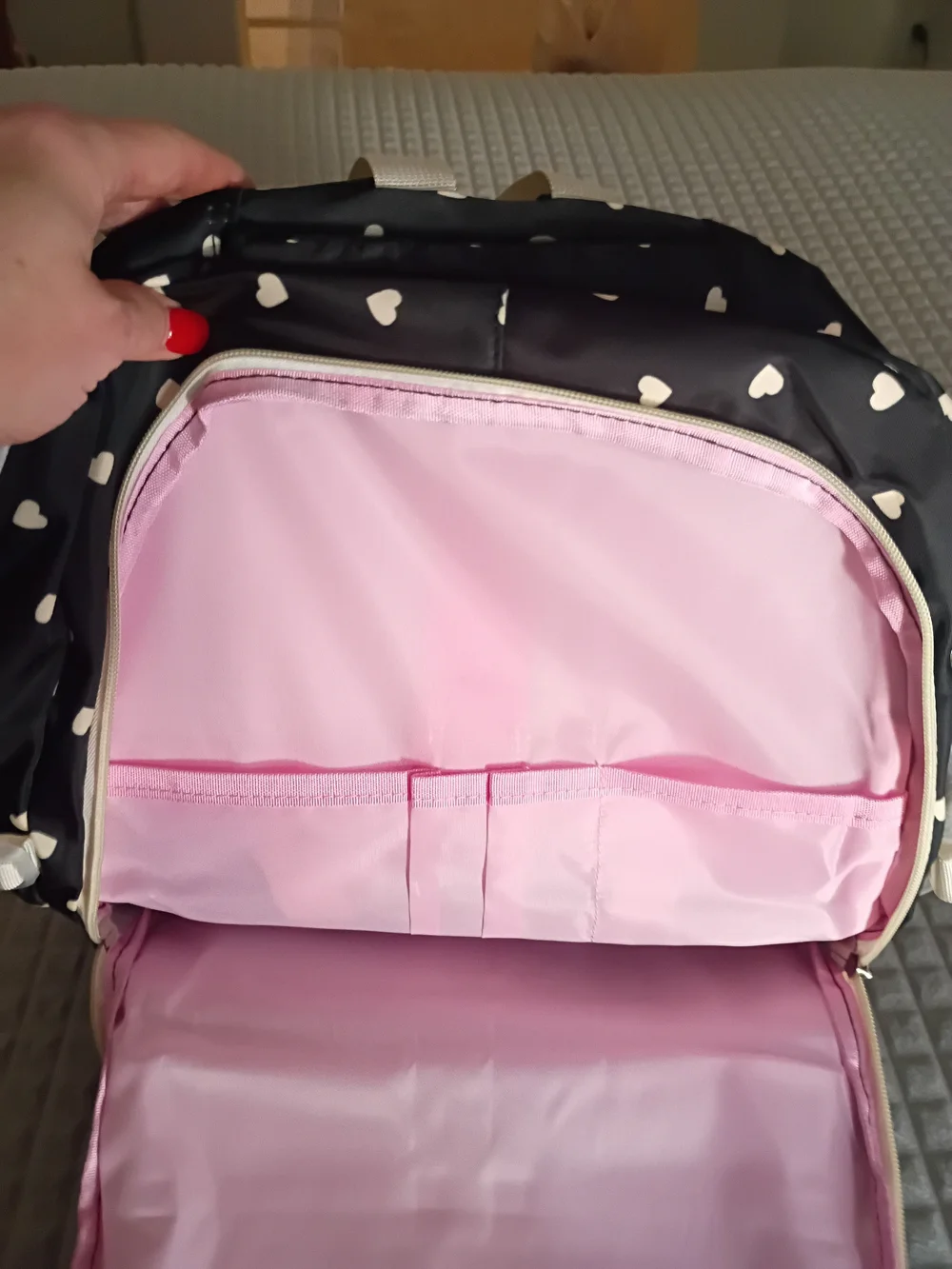 NEW SAIERNA 3-Piece Kids Backpack Set Black Hearts School Bag Lunch Tote Pencil